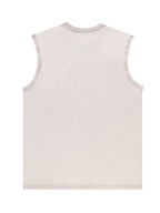 200GSM Vintage Snow Washed Sleeveless Tee - Almond - Back View