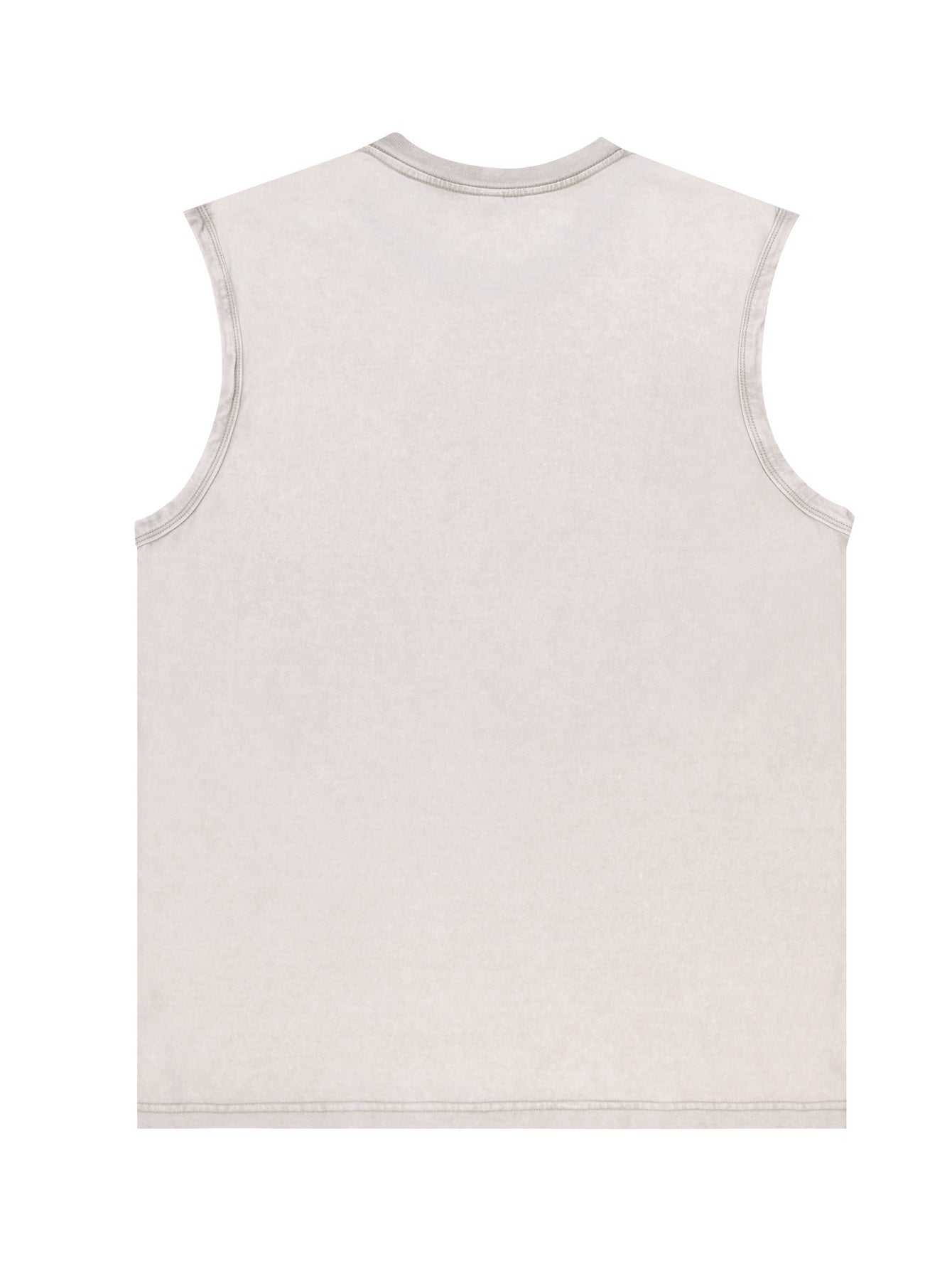 200GSM Vintage Snow Washed Sleeveless Tee - Almond - Back View