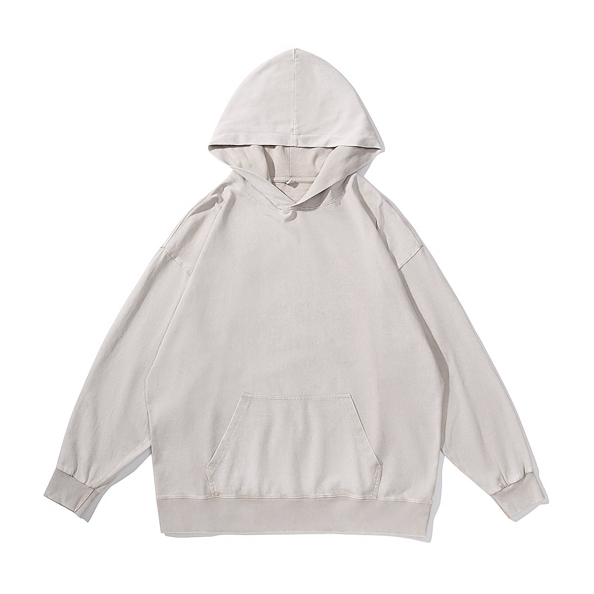 350GSM Snow Washed Pullover Hoodie - Almond - Front View