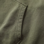 350GSM Snow Washed Pullover Hoodie - Navy Green Fabric, Stitching and Construction - Detail View