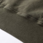 350GSM Snow Washed Pullover Hoodie - Navy Green Fabric, Stitching and Construction - Detail View