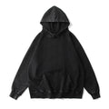 350GSM Snow Washed Pullover Hoodie - Black - Front View