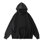 350GSM Snow Washed Pullover Hoodie - Black - Front View
