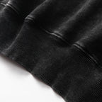 350GSM Snow Washed Pullover Hoodie - Black Fabric, Stitching and Construction - Detail View