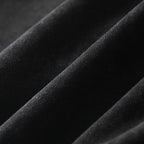 350GSM Snow Washed Pullover Hoodie - Black Fabric, Stitching and Construction - Detail View