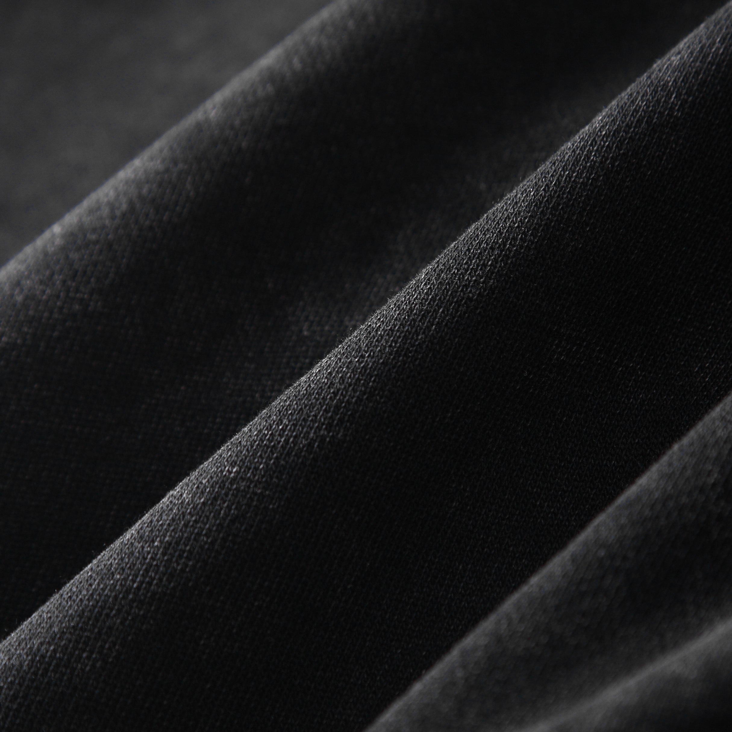 350GSM Snow Washed Pullover Hoodie - Black Fabric, Stitching and Construction - Detail View
