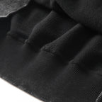 350GSM Snow Washed Pullover Hoodie - Black Fabric, Stitching and Construction - Detail View