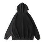 350GSM Snow Washed Pullover Hoodie - Black - Back View