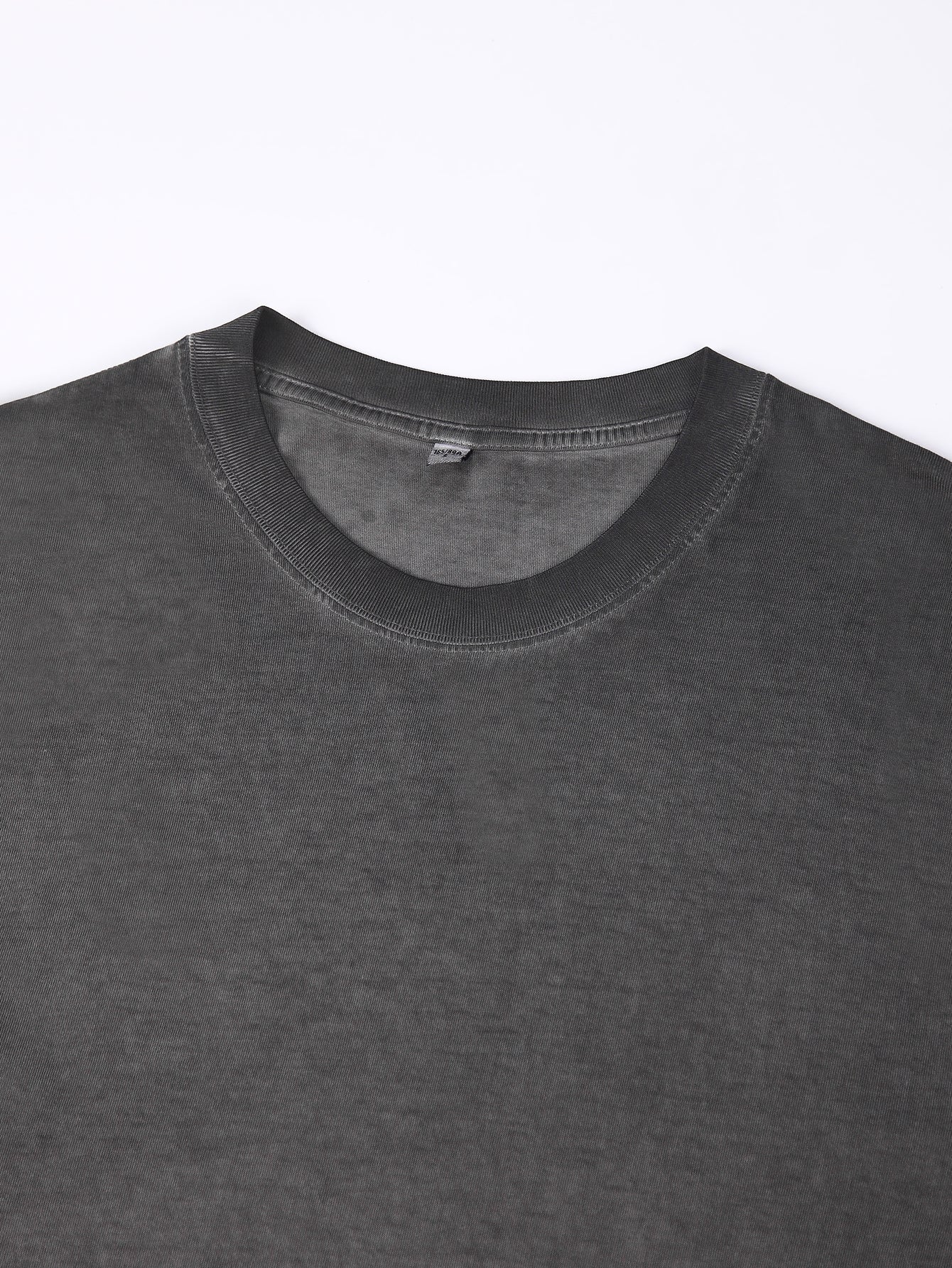 230GSM Ombre Washed Tee - Black Fabric, Stitching and Construction - Detail View