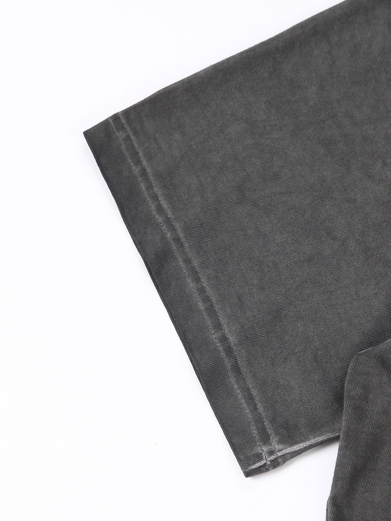 230GSM Ombre Washed Tee - Black Fabric, Stitching and Construction - Detail View