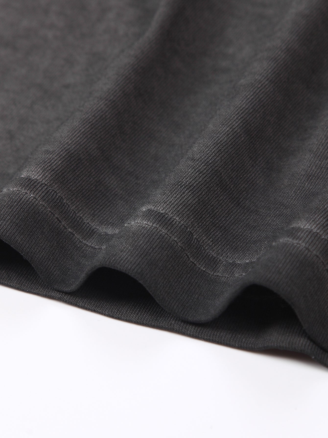 230GSM Ombre Washed Tee - Black Fabric, Stitching and Construction - Detail View