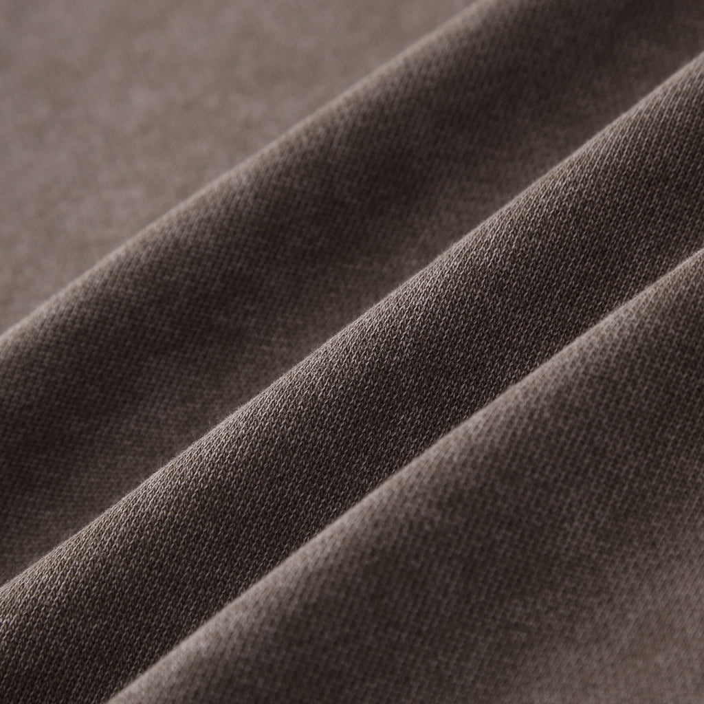 350GSM Snow Washed Pullover Hoodie - Brown Fabric, Stitching and Construction - Detail View