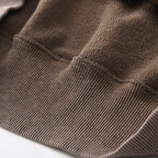 350GSM Snow Washed Pullover Hoodie - Brown Fabric, Stitching and Construction - Detail View