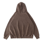 350GSM Snow Washed Pullover Hoodie - Brown - Back View