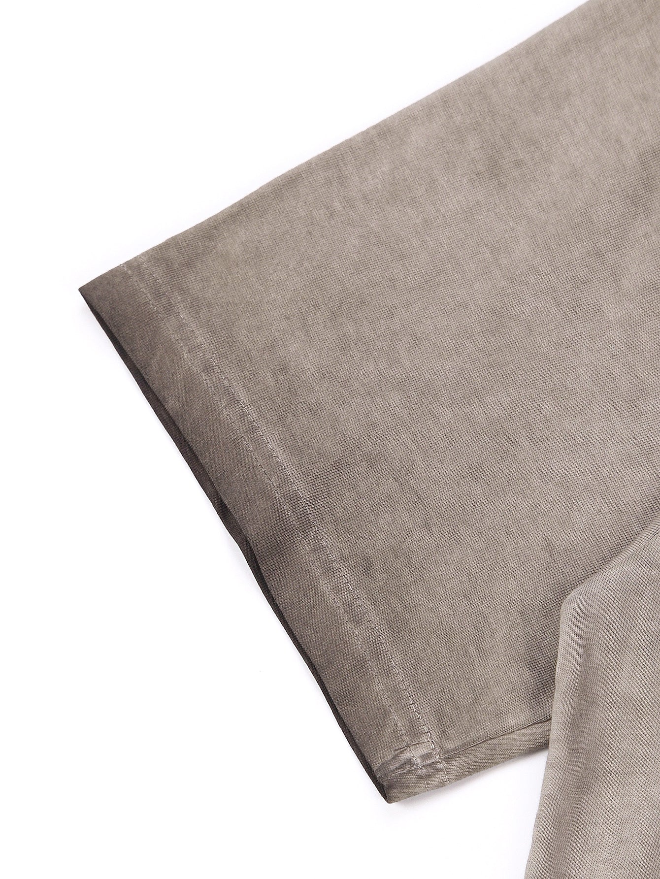 230GSM Ombre Washed Tee - Brown Fabric, Stitching and Construction - Detail View