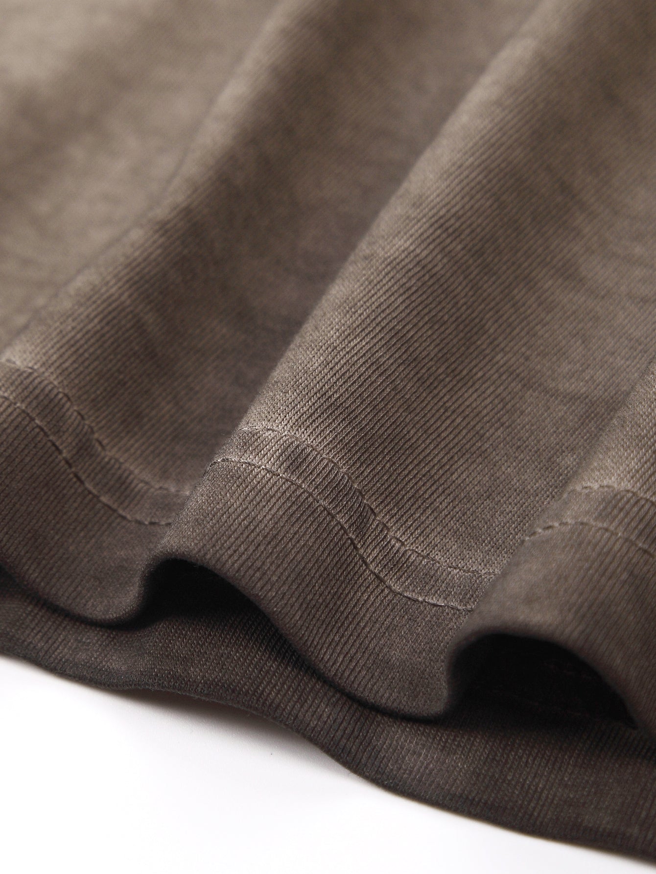 230GSM Ombre Washed Tee - Brown Fabric, Stitching and Construction - Detail View