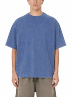 230GSM Vintage Snow Washed Tee - Steel Blue - Model View