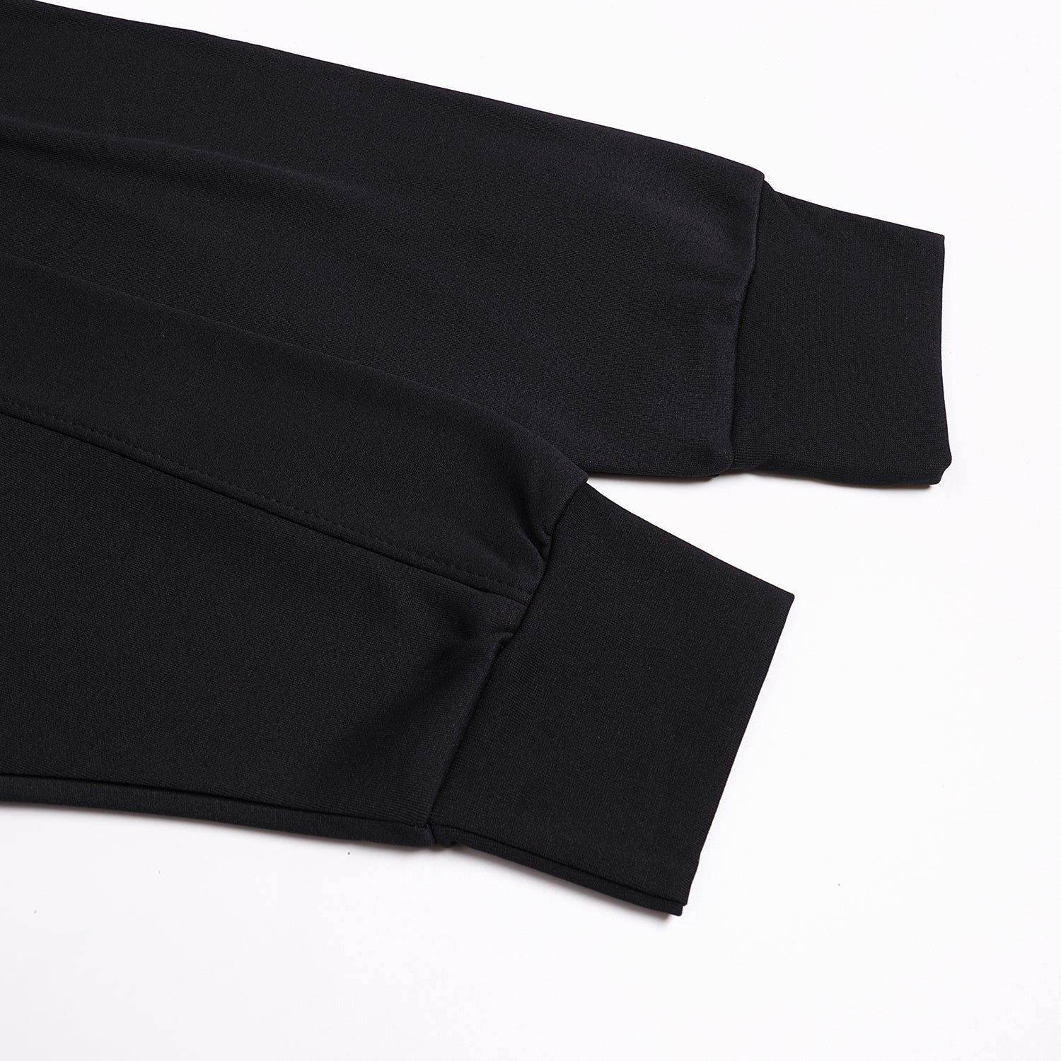 300GSM Solid Color Hoodie - Black Fabric, Stitching and Construction - Detail View