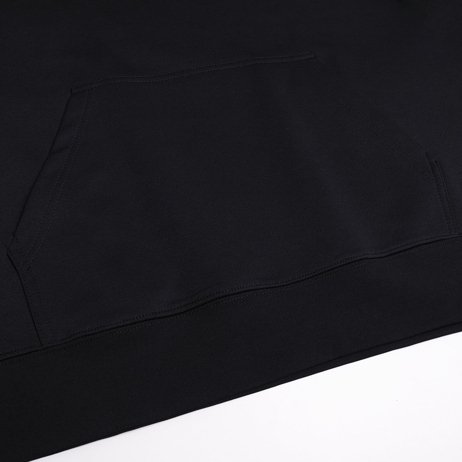 300GSM Solid Color Hoodie - Black Fabric, Stitching and Construction - Detail View