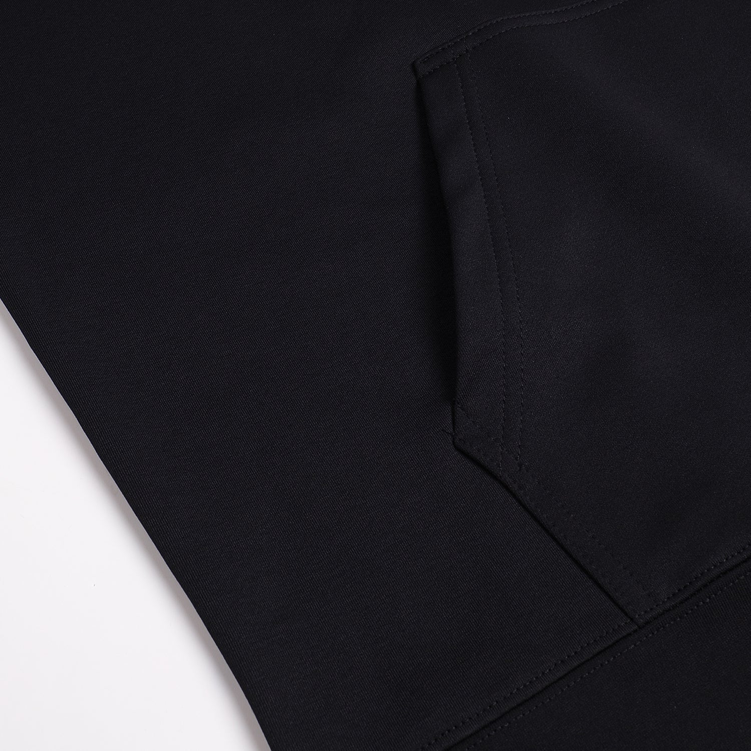 300GSM Solid Color Hoodie - Black Fabric, Stitching and Construction - Detail View