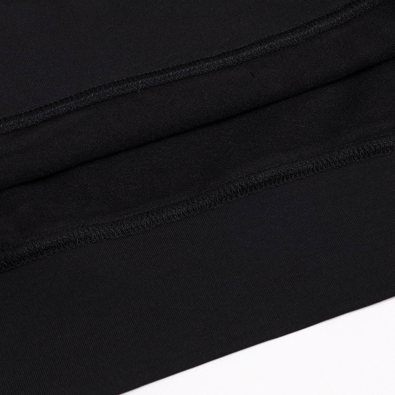 300GSM Solid Color Hoodie - Black Fabric, Stitching and Construction - Detail View