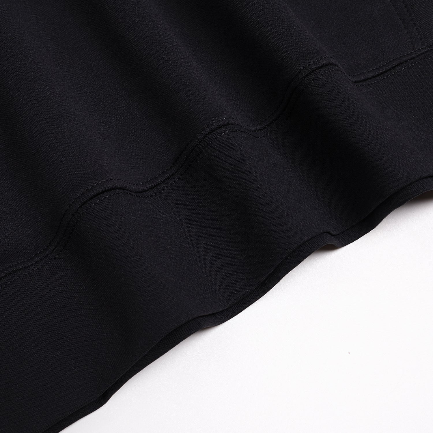 300GSM Solid Color Hoodie - Black Fabric, Stitching and Construction - Detail View