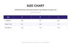 Size chart for 240GSM Women Distressed Pigment Dye Washed Cropped Tee (measurements in inches)