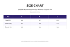 Size chart for 240GSM Women Pigment Dye Washed Cropped Tee (measurements in inches)