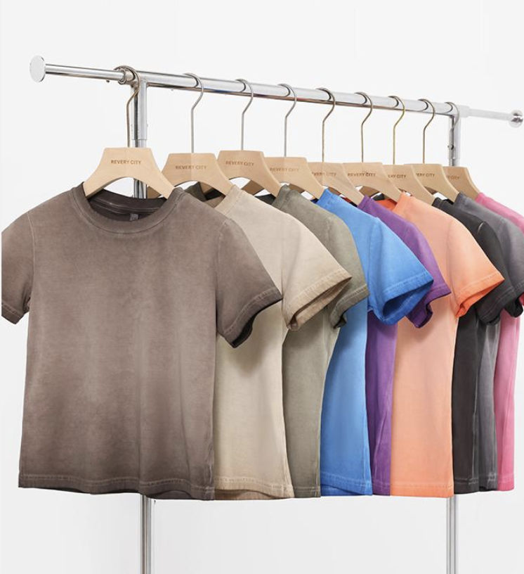 240GSM Women Distressed Dual-color Washed Cropped Tee