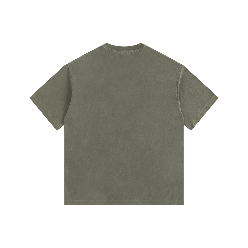 260GSM Pigment Dye Washed Tee - Navy Green - Back View