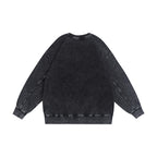 350GSM Snow Washed Crewneck Sweatshirt Midweight - Black - Back View