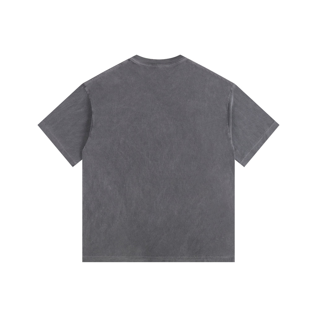 260GSM Pigment Dye Washed Tee - Gray - Back View