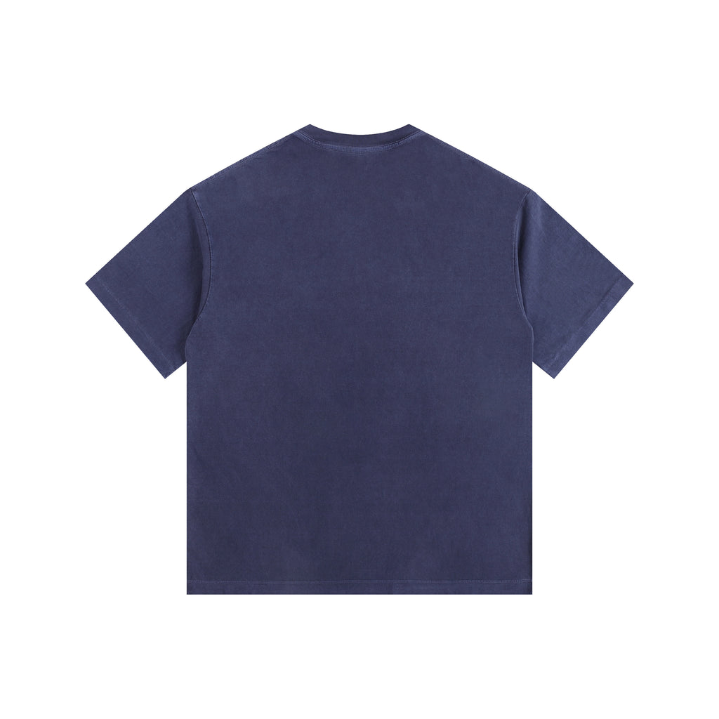 260GSM Pigment Dye Washed Tee - Steel Blue - Back View