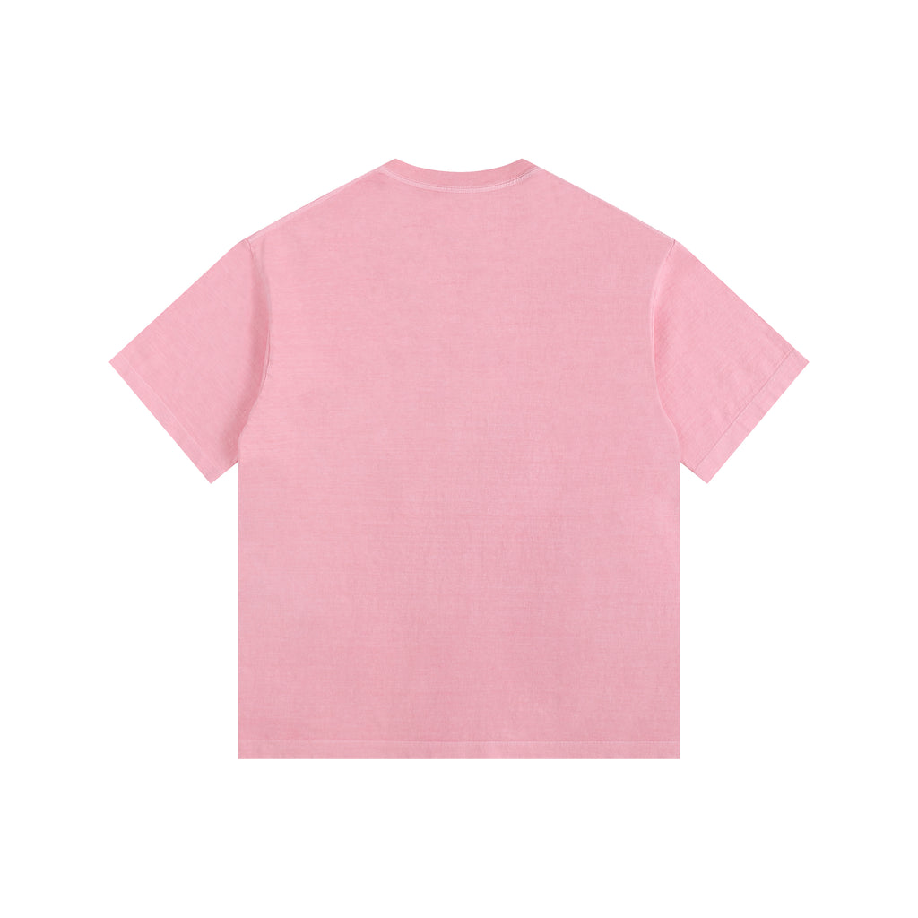 260GSM Pigment Dye Washed Tee - Pink - Back View