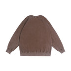 350GSM Snow Washed Crewneck Sweatshirt Midweight - Brown - Back View